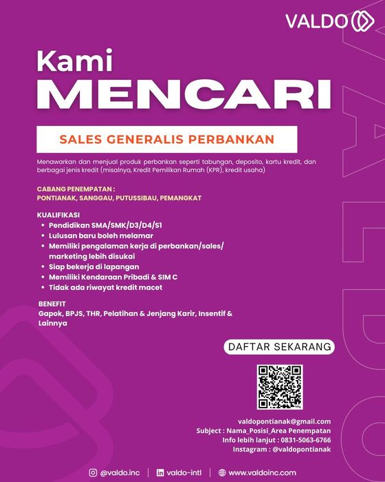 Flyer lowongan Sales Generalis Perbankan